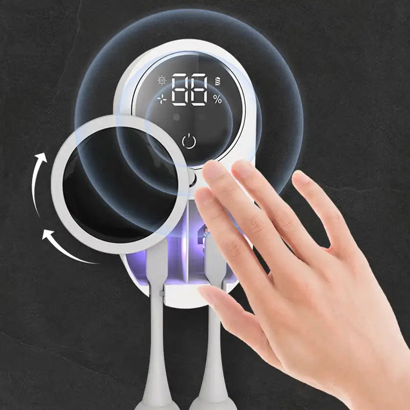 Stérilisateur UV Portable pour Brosse à Dents avec Fixation Murale™ : Élimine 99,99% des Bactéries grâce à sa Technologie UV pour une Désinfecter Rapidement et Efficacement Votre Hygiène Dentaire !