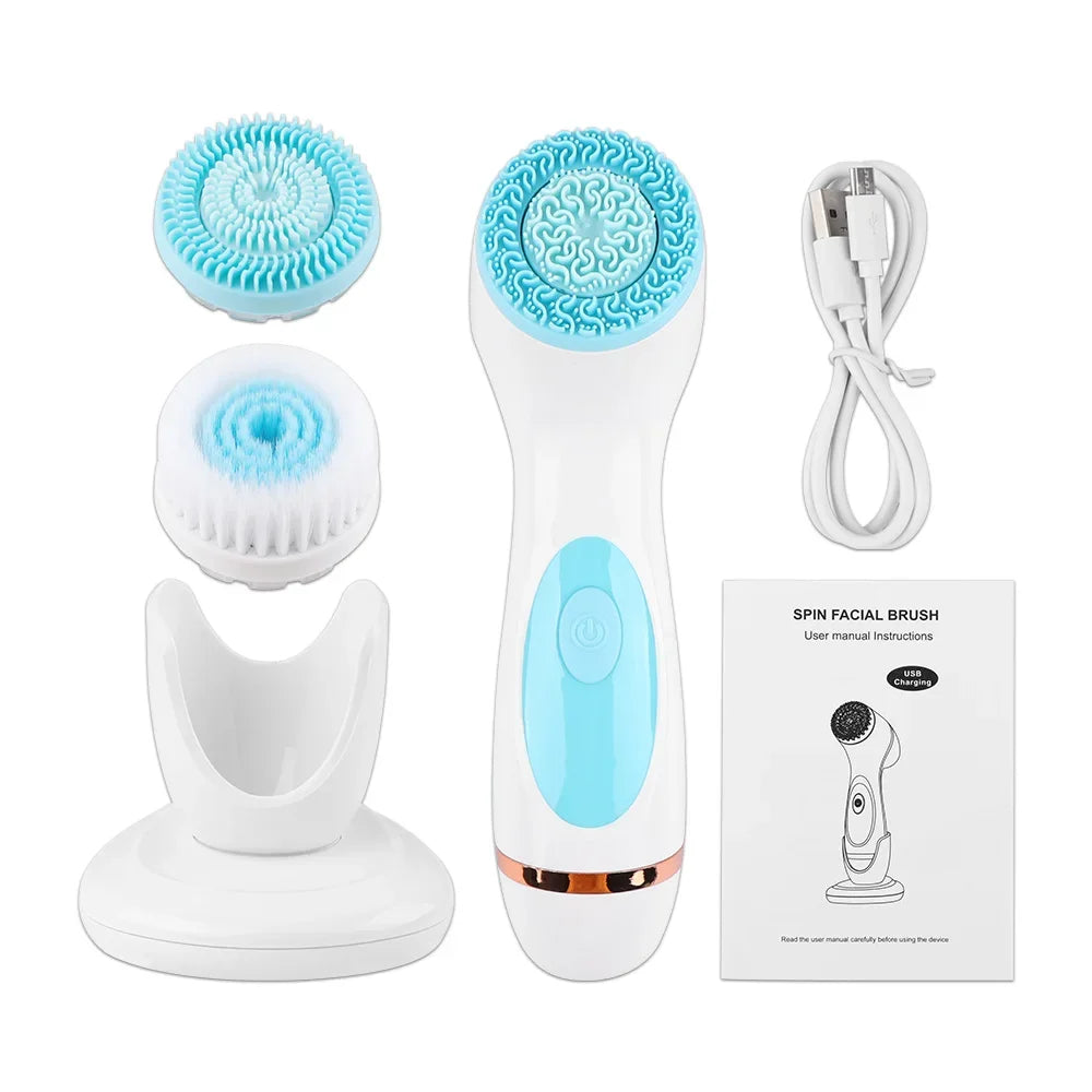 Brosse de Soin Facial 3 en 1 Électrique Intelligent™ : Nettoie en Profondeur le visage !