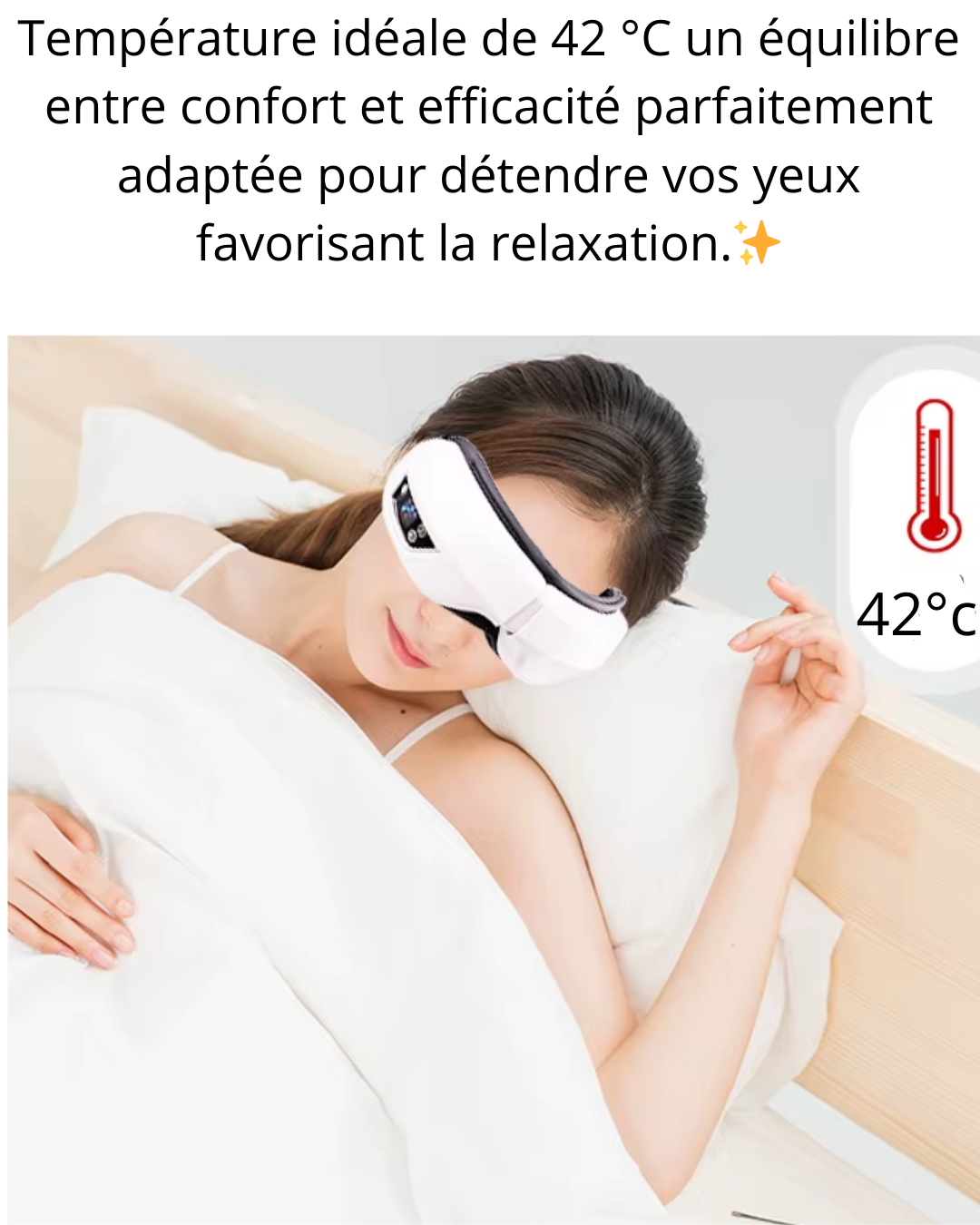 Máscara de ojos calefaccionada y vibratoria para relajarse y dormir: para aliviar la fatiga ocular para un sueño reparador con música y Bluetooth para una comodidad excepcional.