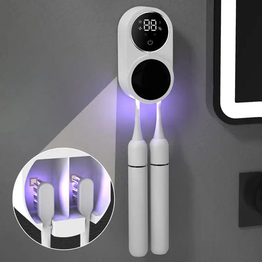 Stérilisateur UV Portable pour Brosse à Dents avec Fixation Murale™ :  Élimine 99,99% des Bactéries grâce à sa Technologie UV pour une Désinfecter Rapidement et Efficacement Votre Hygiène Dentaire !